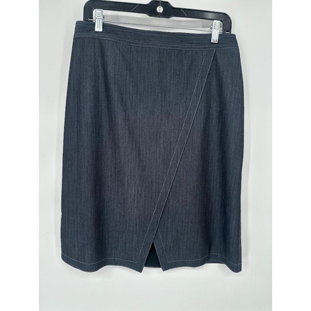 DKNY Womens Faux Denim Skirt Blue Size 8 Stretch Knee Length Casual Career